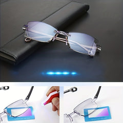 Rimless Anti Blue Light Glasses for Men Women 1.0-4.0