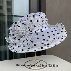 Organza Beach Sun Hats Wide Brim Polka Dot Mesh Bucket Hat
