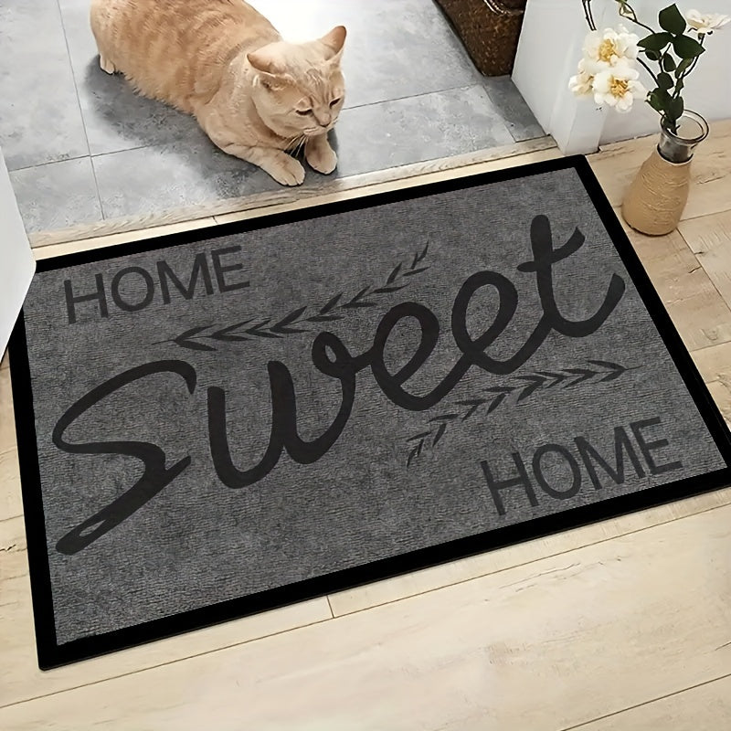 1pc Grey Welcome Doormat Non slip Floor Rug Mat Outdoor Indoor Entrance Mat