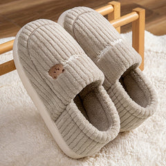 Women's Bear Plush Slippers Warm Non Slip Shoes