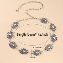 Boho Carved Metal Chain Belt for Women