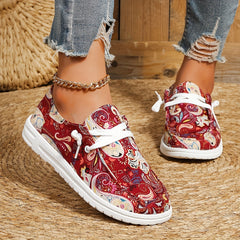 Women's Paisley Graphic Slip On Canvas Shoes Lightweight Sneakers