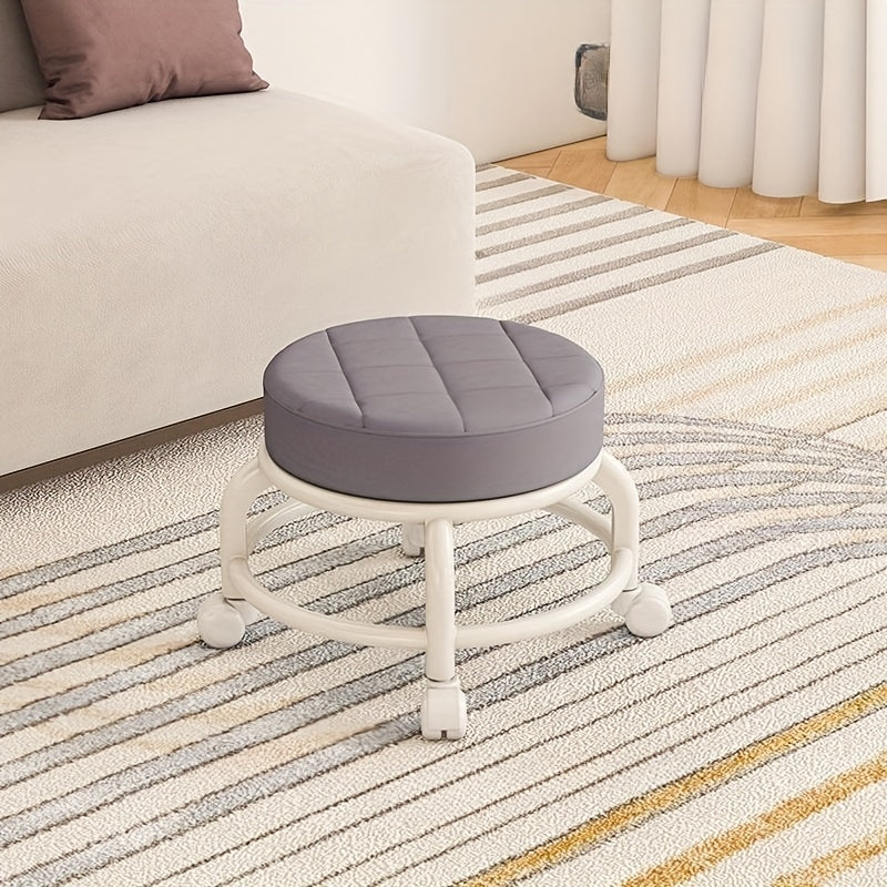 Round Rolling Stool Swivel Caster Toddler Stool Home Furniture