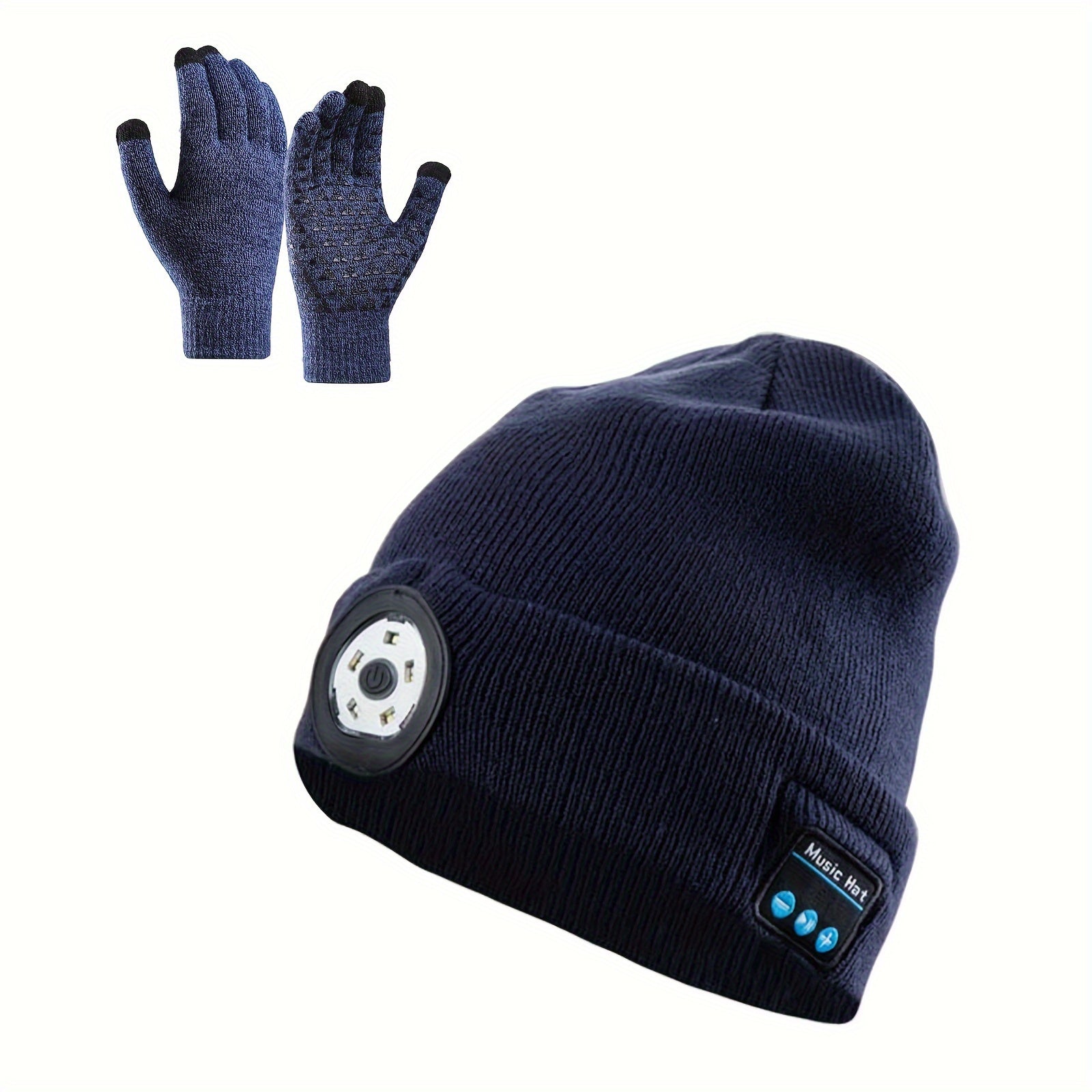LED Light Knitted Music Cap with Headphone Speaker