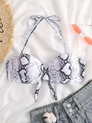 Tie Neck Push Up Bikini Top Backless Sexy Swimsuit Bra