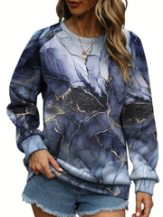 Floral Print Pullover Sweatshirt Long Sleeve Crew Neck Casual Spring Fall Women
