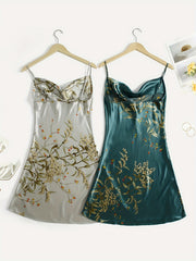 Floral Print Nightdress V Neck Spaghetti Strap Sleepwear & Dresses