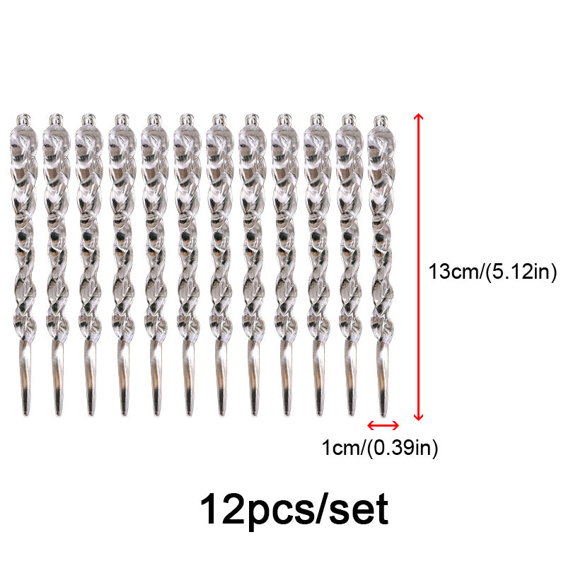 12pcs Christmas Faux Icicle Decor Transparent Hanging Ornaments