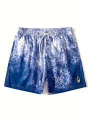 Marble Pattern Drawstring Swim Trunk Men's Board Shorts