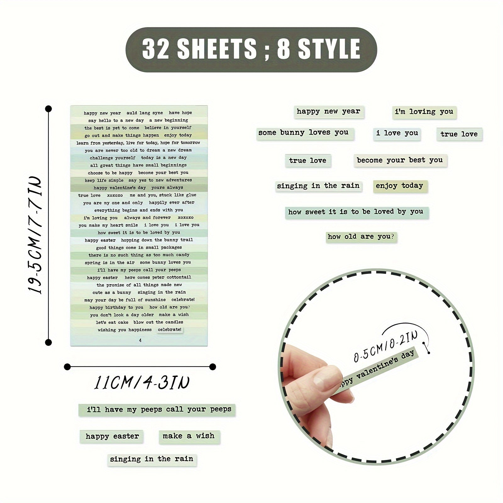 Inspirational Quotes Stickers 8pcs Macaron Scrapbooking Journaling Planner