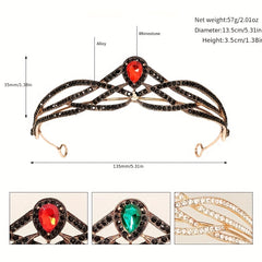 Vintage Rhinestone Headband Accessory Baroque Crown for Halloween Party