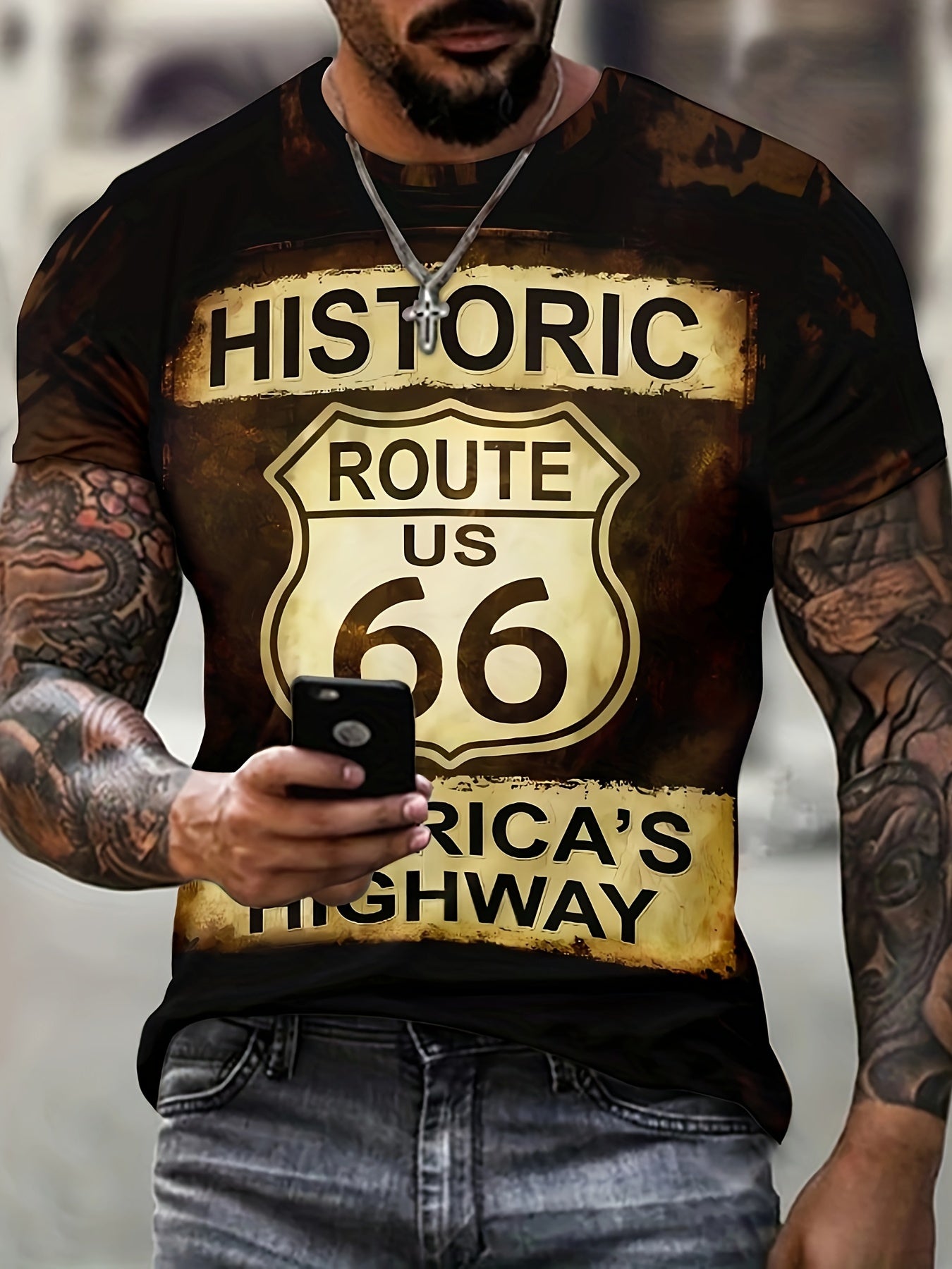 3D Print T shirt Men's Casual Street Style Stretch Tee Shirt