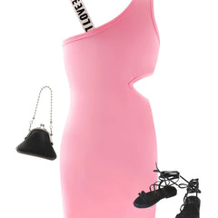 Girls' One Shoulder Cut out Waistline Bodycon Dress For Party