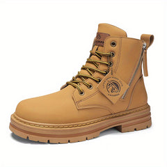 Men's Vintage High Top Lace Up Boots With Zipper