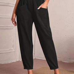Solid Cargo Pants High Waist Pants Women's Clothing