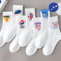 Letter Graffiti Socks Breathable Mid Tube Women's Stockings