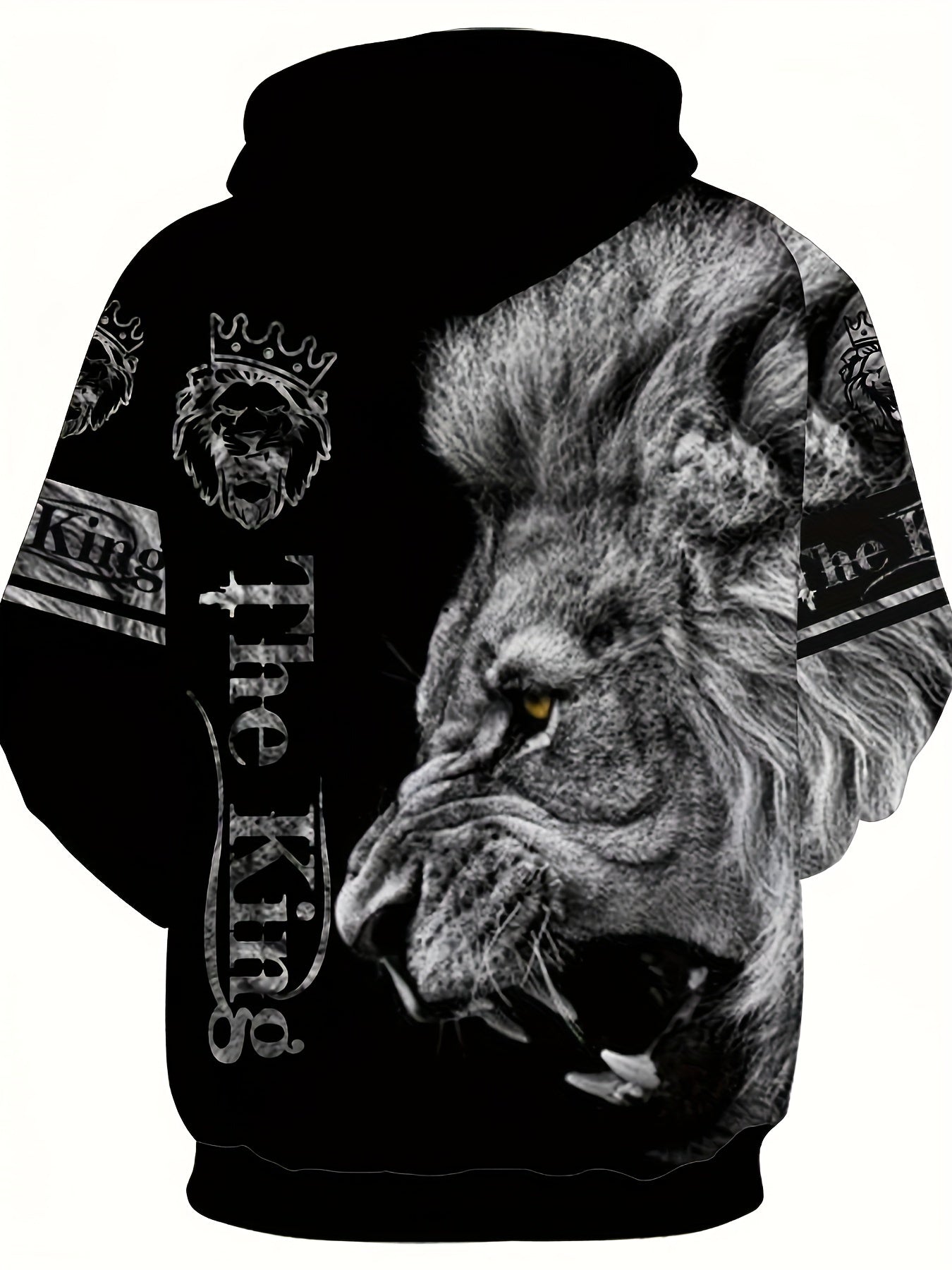 Men's 3D Print Lion Hoodie with Kangaroo Pocket - Autumn Winter