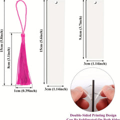 20pcs Sublimation Blank Bookmarks with Colored Tassels