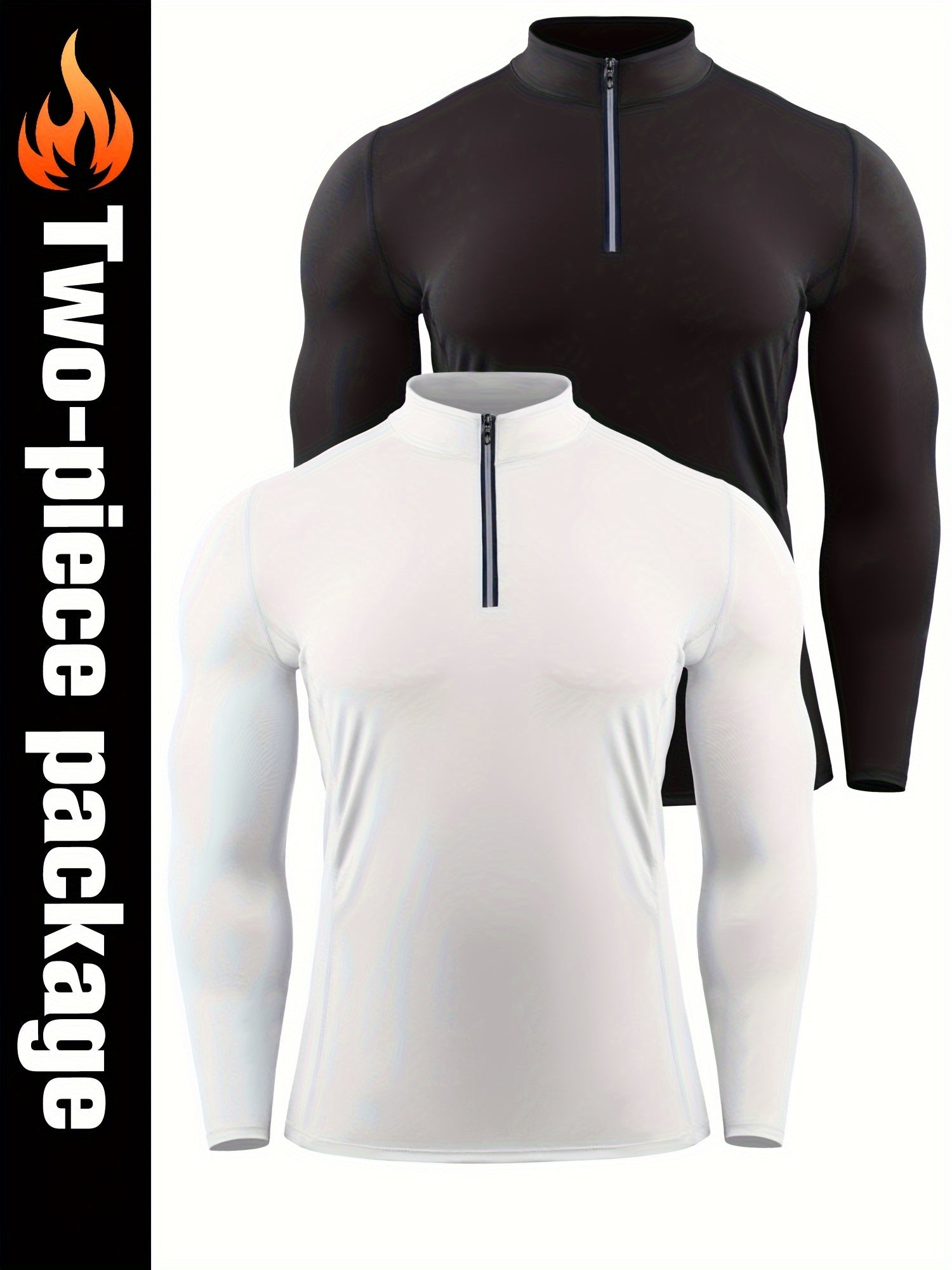 Men's Quick Drying Long Sleeve Shirt - High Stretch Crew Neck Undershirts