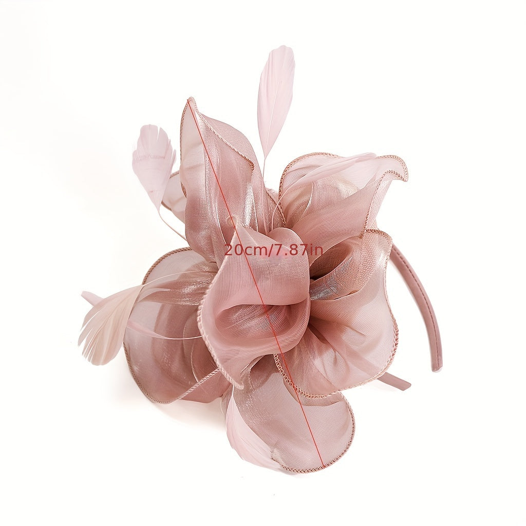 Women's Tea Party Style Fancy Hat With Clip And Hair Hoop