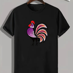 Rooster Pattern Print Men's Comfy Sports T-shirt
