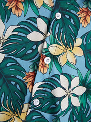 Flower & Leaves Pattern Men's Shirt For Autumn