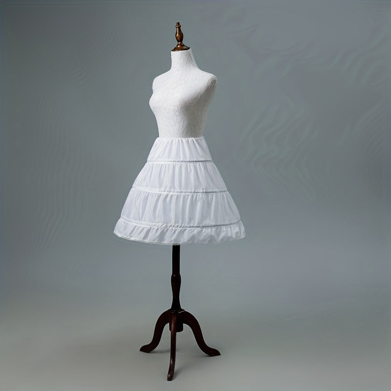 Girls 4-Hoop Crinoline Petticoat Full Length Flower Girl Underskirt