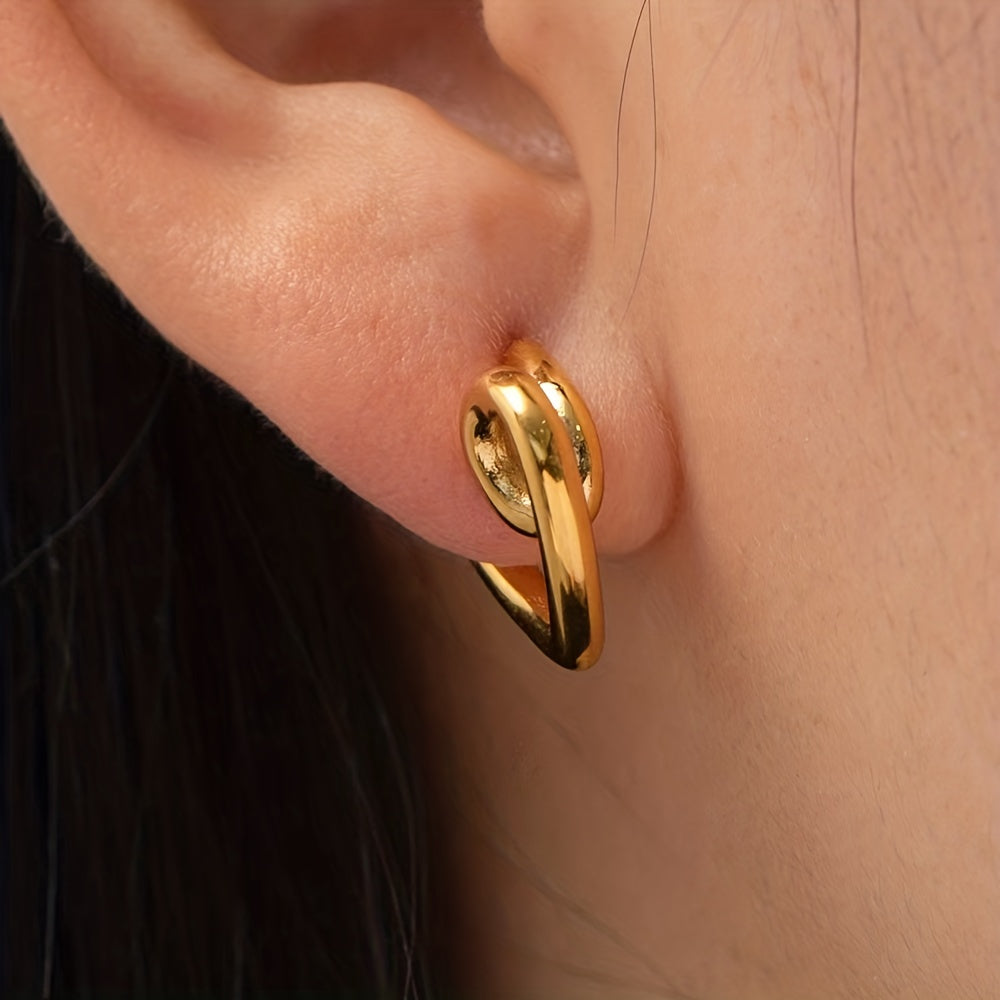 18K Plated Stainless Steel Twisted Stud Earrings