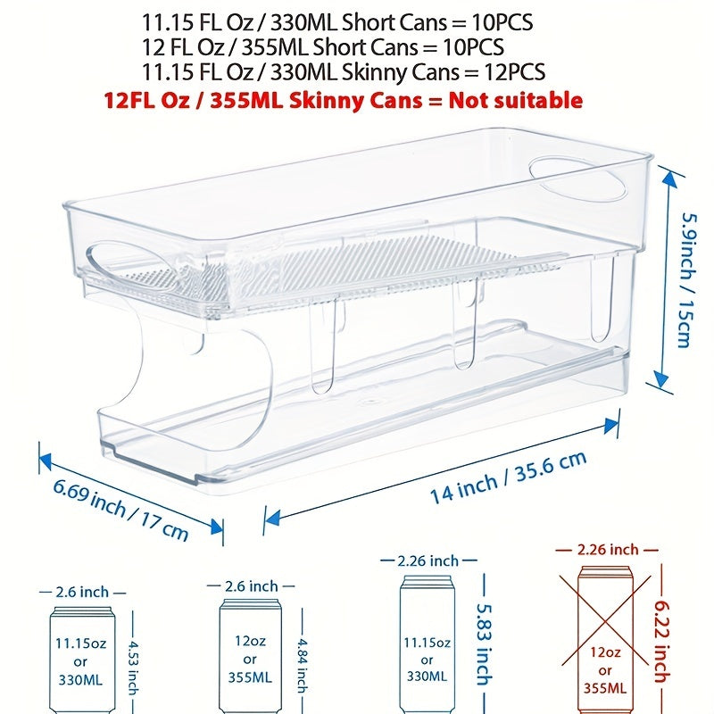 Clear Refrigerator Beverage Holder Can Storage Rack Drawer, Double Layer