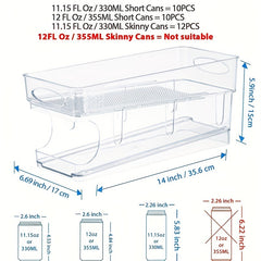 Clear Refrigerator Beverage Holder Can Storage Rack Drawer, Double Layer