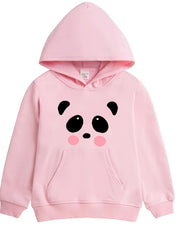 Girls Cartoon Face Print Hooded Sweatshirt Top