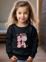 Girls Pattern Crew Neck Long Sleeve Sweatshirt Spring Fall