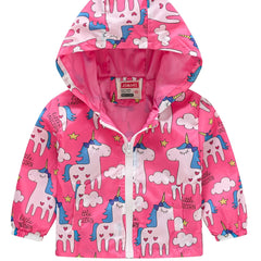 Girls Unicorn Print Hooded Jacket for Winter
