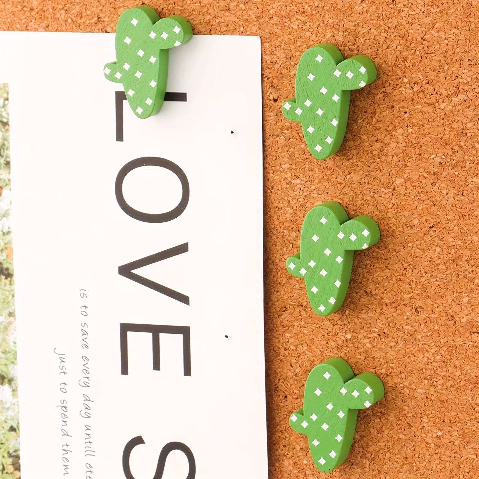 40pcs Cactus Palm Wooden Push Pins Thumb Tacks Green Wood Map Pin