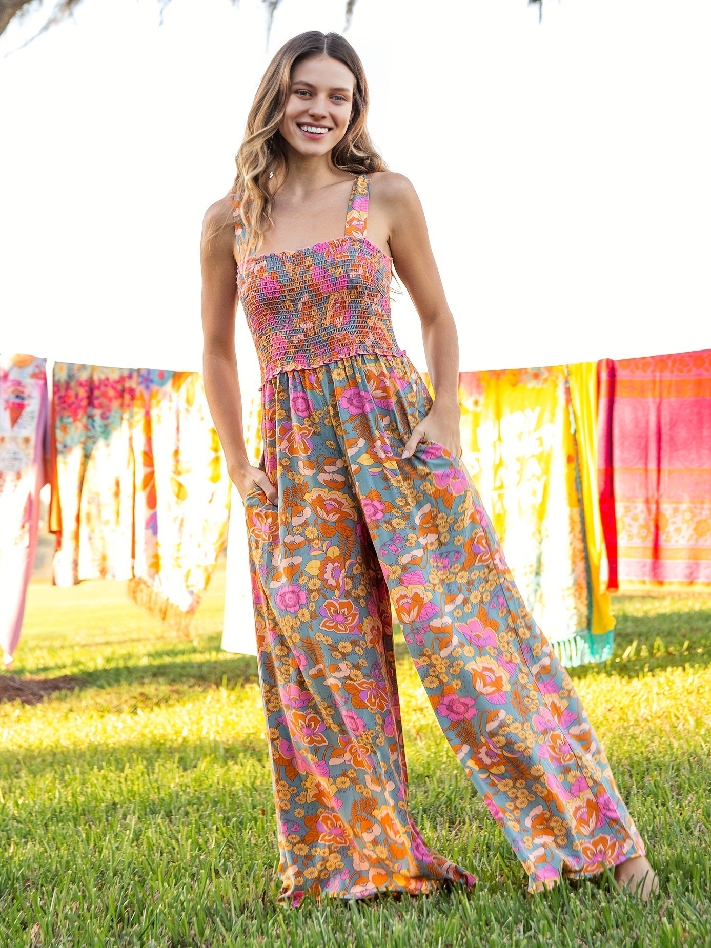 Solid Wide Leg Jumpsuit Sleeveless for Spring & Summer