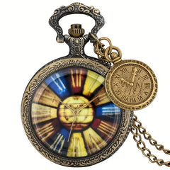 Copper Large Pocket Watch Roman Character Dial Quartz Movement