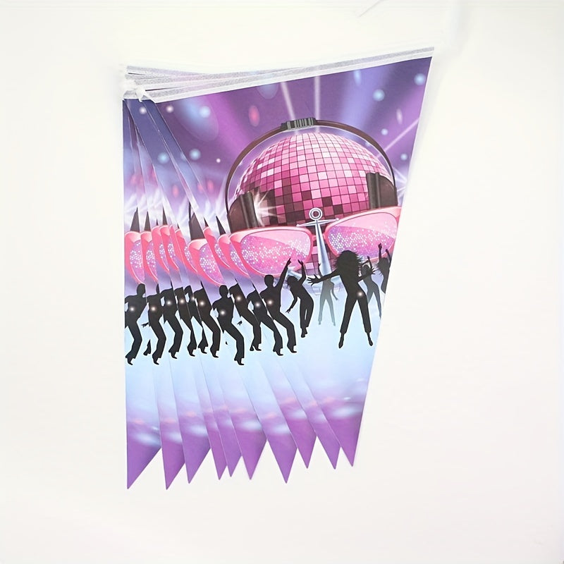70s Disco Party Banner Flag Decoration 70s Woman Man Record Neon Night Supplies