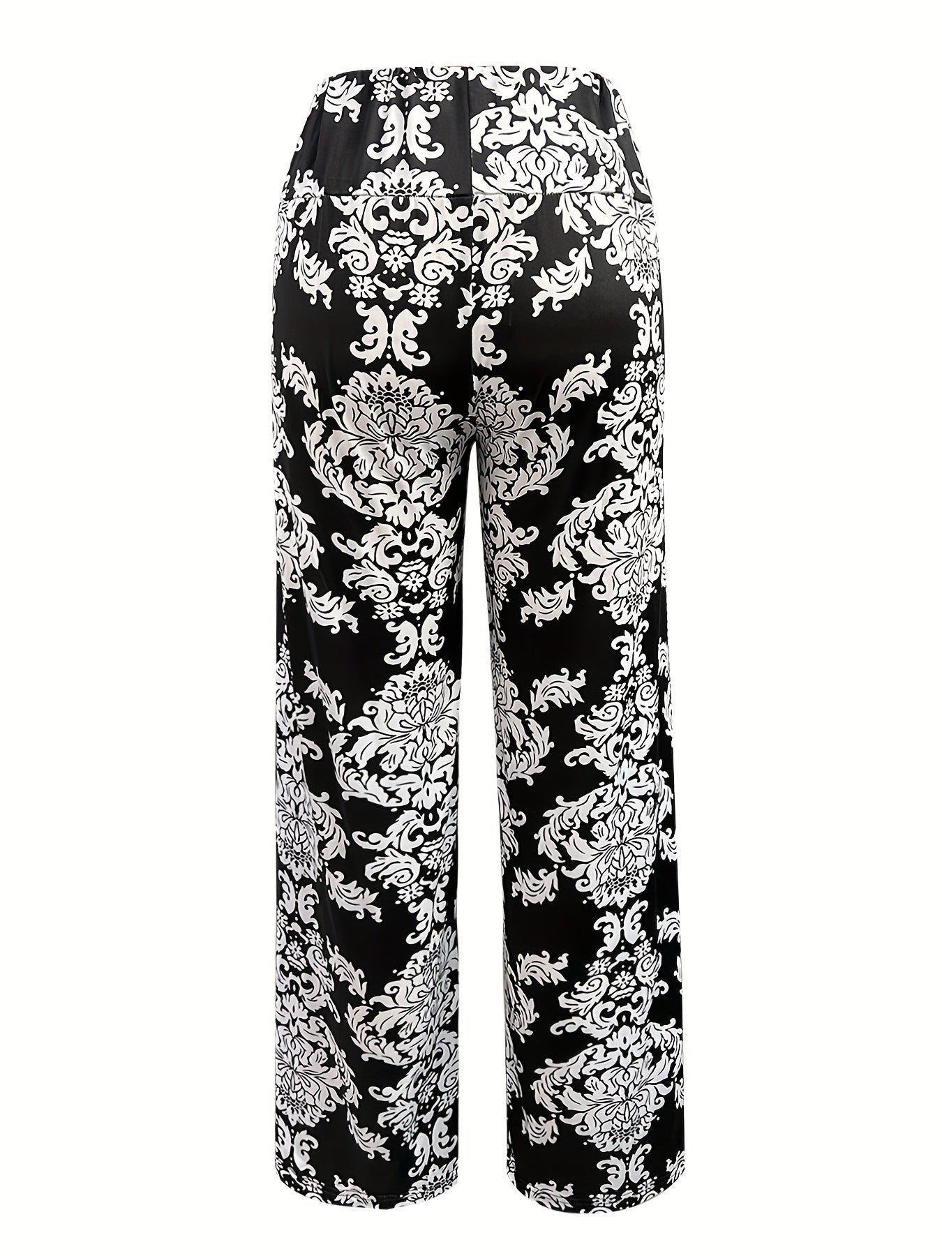 Ethnic Print Straight Leg Pants Mid Waist Casual Pants