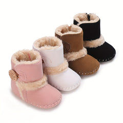 Baby Girls Soft Warm Plus Fleece Boots for Autumn and Winter