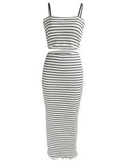 Striped Print Sleeveless Two-piece Set Women's Outfit