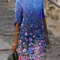 Floral Print Plus Size Casual Mini Dress