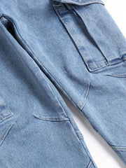 Boys Grey Stretch Jeans Skinny Slim Fit Cargo Pants