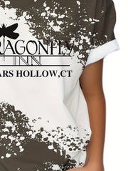 Dragonfly Graphic Short Sleeve T-shirt - Summer Sports Clothes