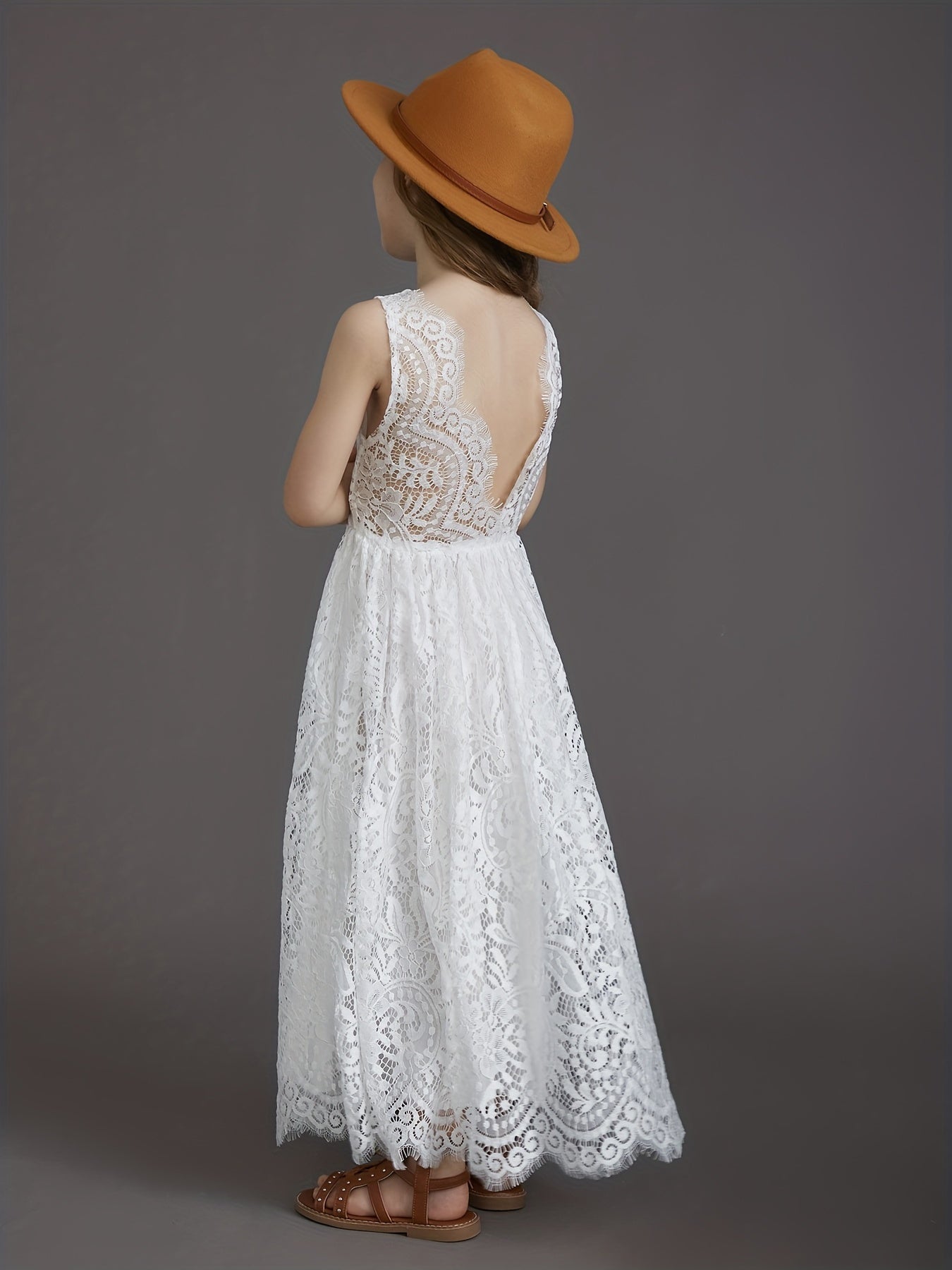 Kid Girls Grace Lace V Back Princess Dress