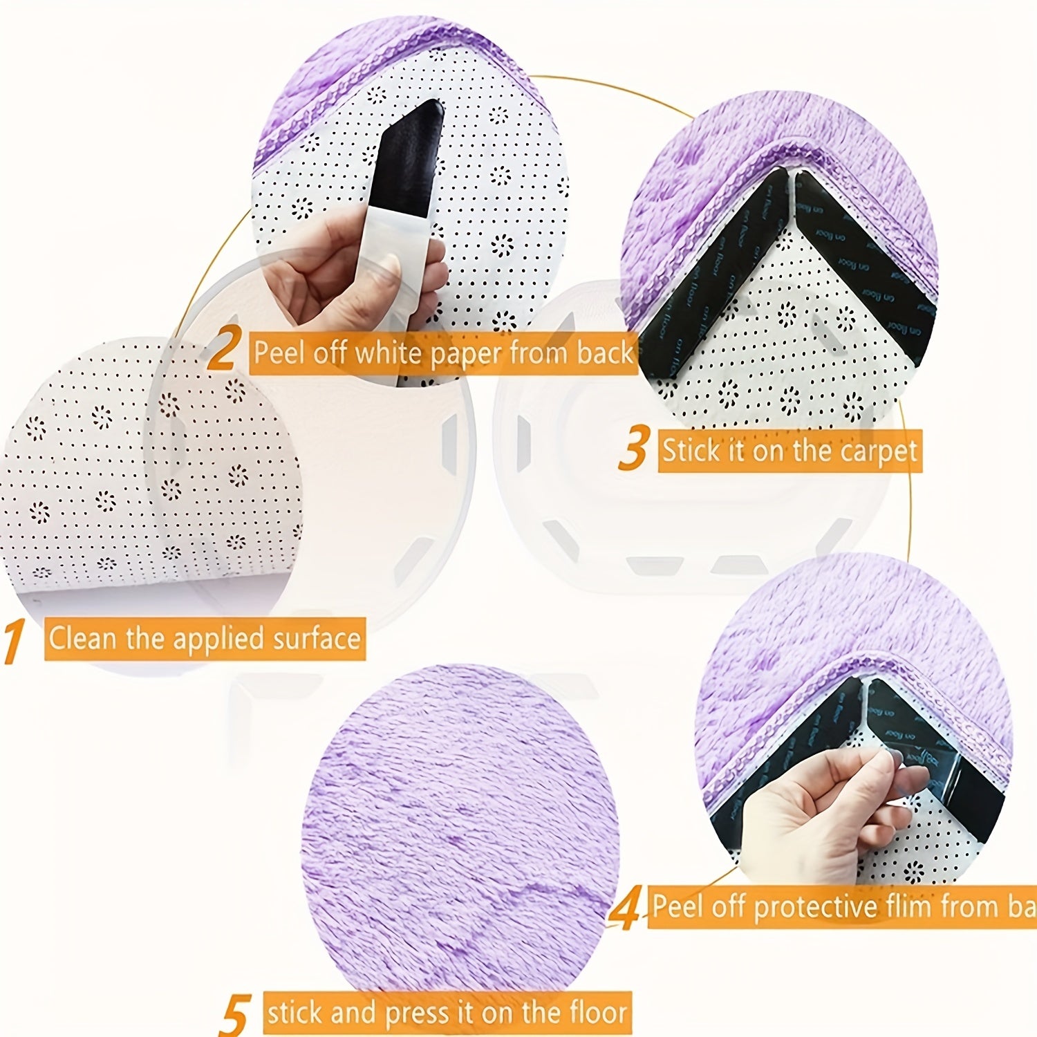 8pcs Rug Gripper Carpet Gripper With Adhesive Anti-curl Carpet Tape