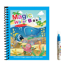 4pcs Reusable Water Coloring Books w/ Pens Animals & Sea Life Themes