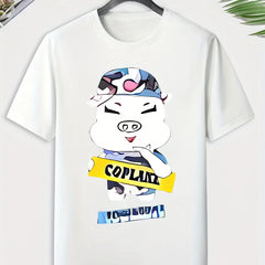 Men's Pig Print T-shirt Active Stretch Tee