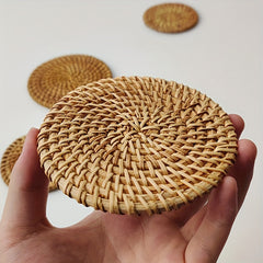 Boho Rattan Coaster Heat Insulation Table Mat Vietnamese Autumn Vine Hot Pads