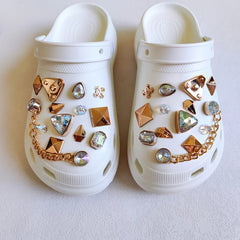 26pcs Golden Rhinestones Shoe Decorations Set Shoe Buckle Accessories