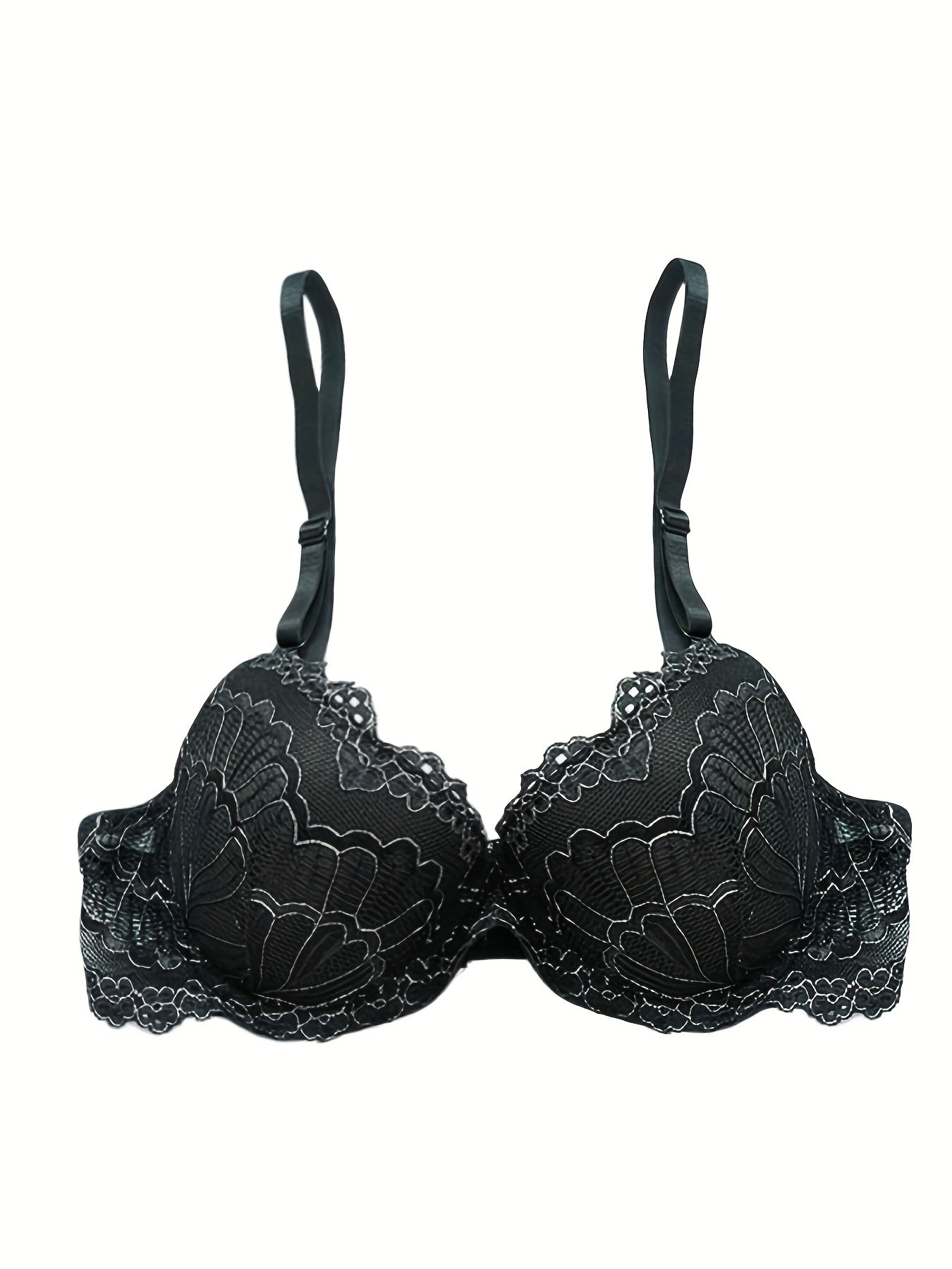 Contrast Lace Push Up Bra Women's Intimates Lingerie